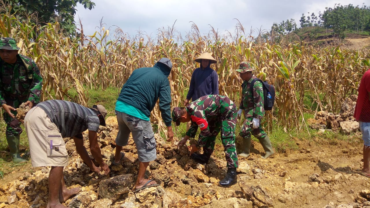 Dandim Blora Terjun Langsung Kelokasi TMMD Menata Batu Makadam Dandim Blora Terjun Langsung Kelokasi TMMD Menata Batu Makadam