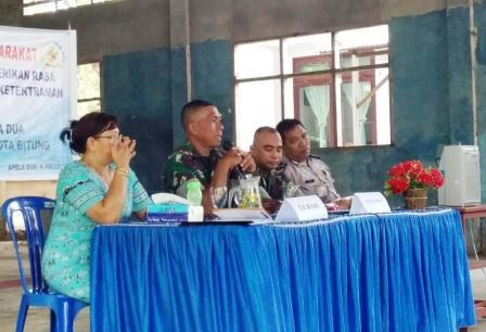 SOSIALISASI TMMD KE-105 KODIM 1310/BITUNG DISAMPAIKAN DAN SSK KEPADA WARGA