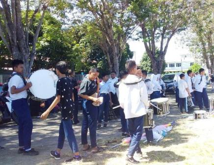 Semangat Berlatih, Marching Band Siswa SMP Ingin Tampilkan Yang Terbaik Di Penutupan TMMD