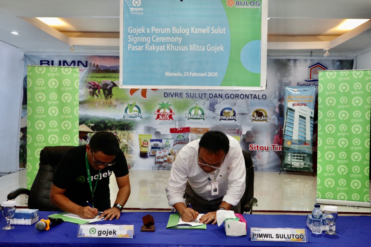 Gojek Gandeng Perum Bulog Luncurkan Pasar Rakyat Khusus Mitra Gojek