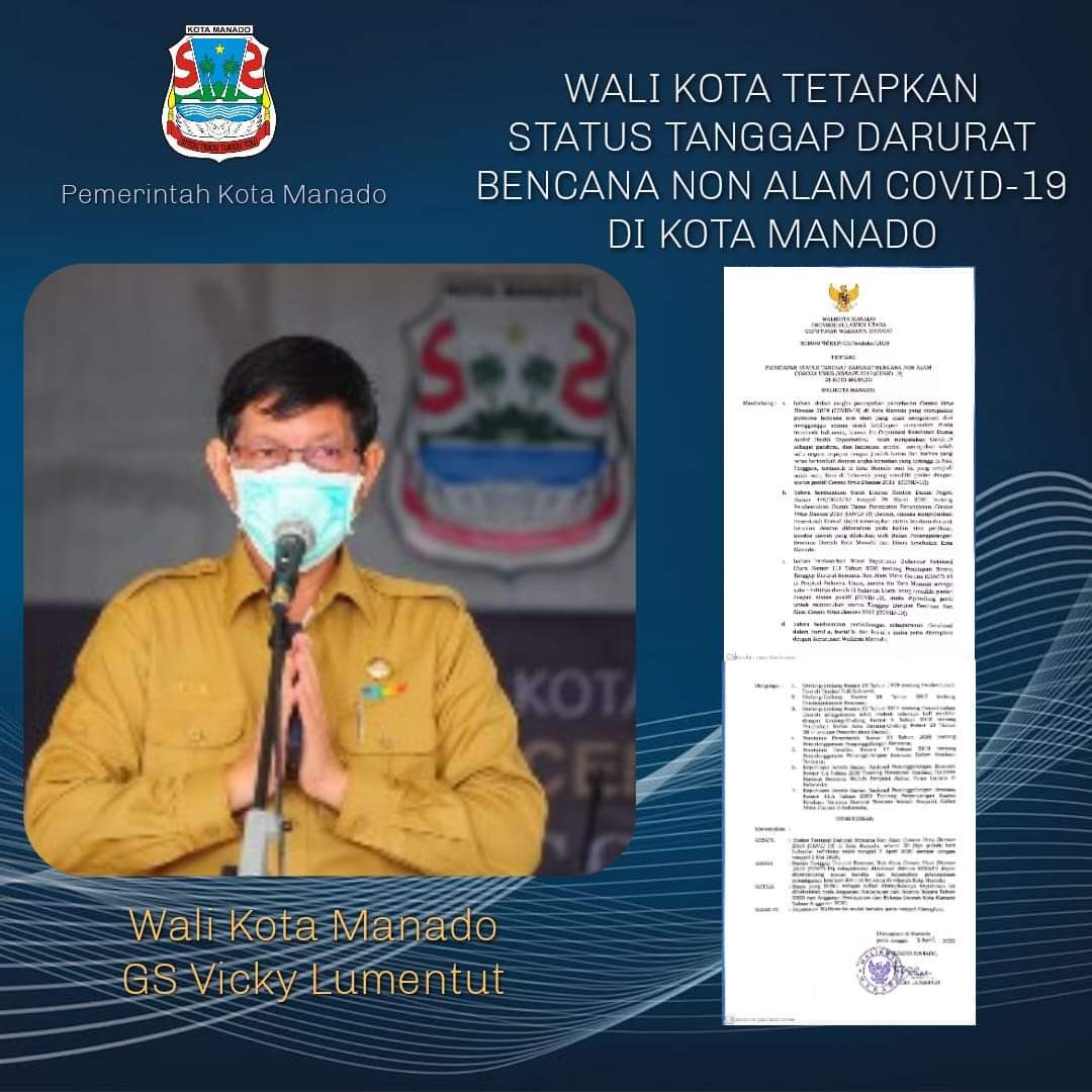 Kota Manado Berstatus Tanggap Darurat Bencana Non Alam Covid-19