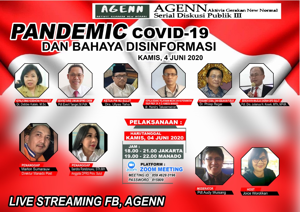 Sore ini Diskusi Virtual AGENN Bertajuk ‘ Pandemi Covid-19 dan Bahaya Disinformasi