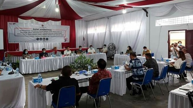 KPU Tomohon Gelar Rakor Keamanan Penetapan dan Undian Nomor Urut Paslon