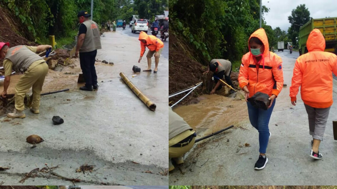 Robby Kalangi Pimpin Langsung Pembersihan Longsor Tambulinas