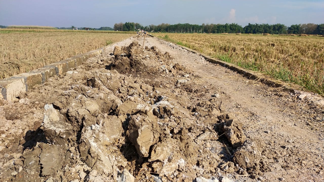 Pengerukan Tanah Liat Yang Masih Tersisa Di Sektor Jalan Penghubung Antar Desa Tamansari Dan Desa Sumberarum