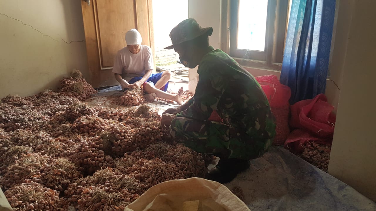 Sambil Komsos Satgas TMMD Berkunjung Kerumah Petani Bawang Merah