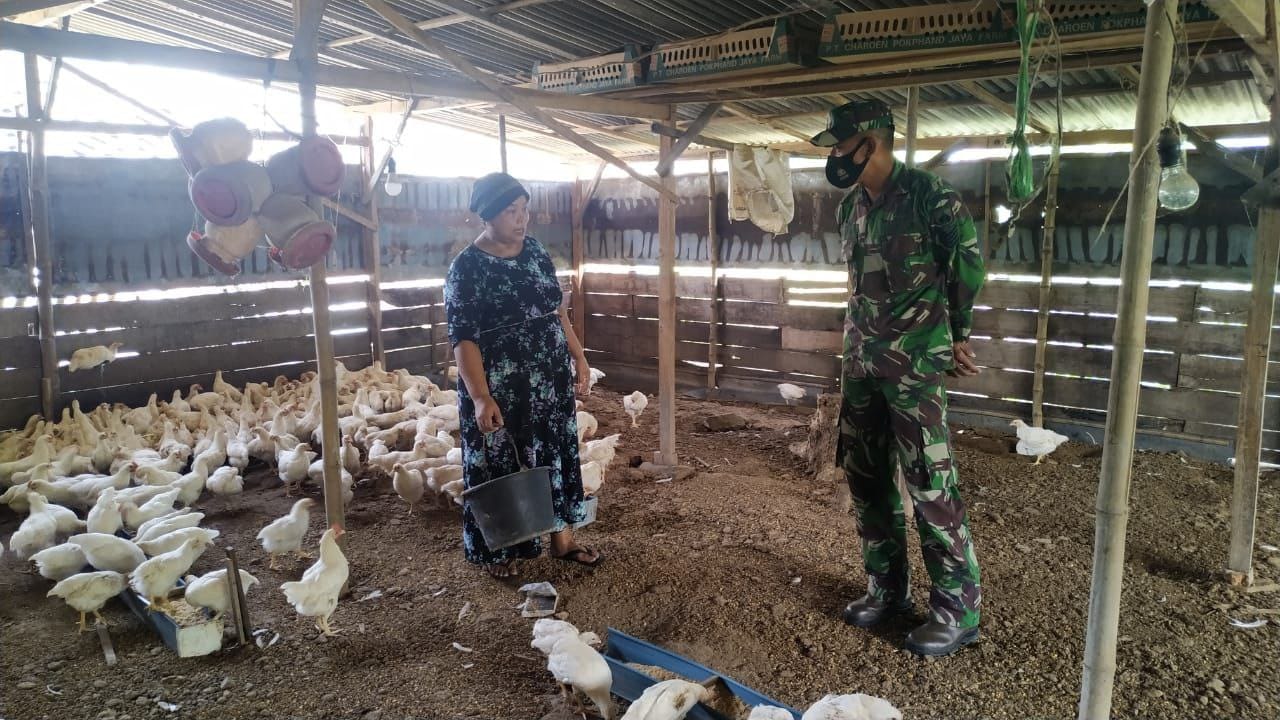 Komsos Dengan Peternak Ayam Satgas TMMD Di Desa Tamansari