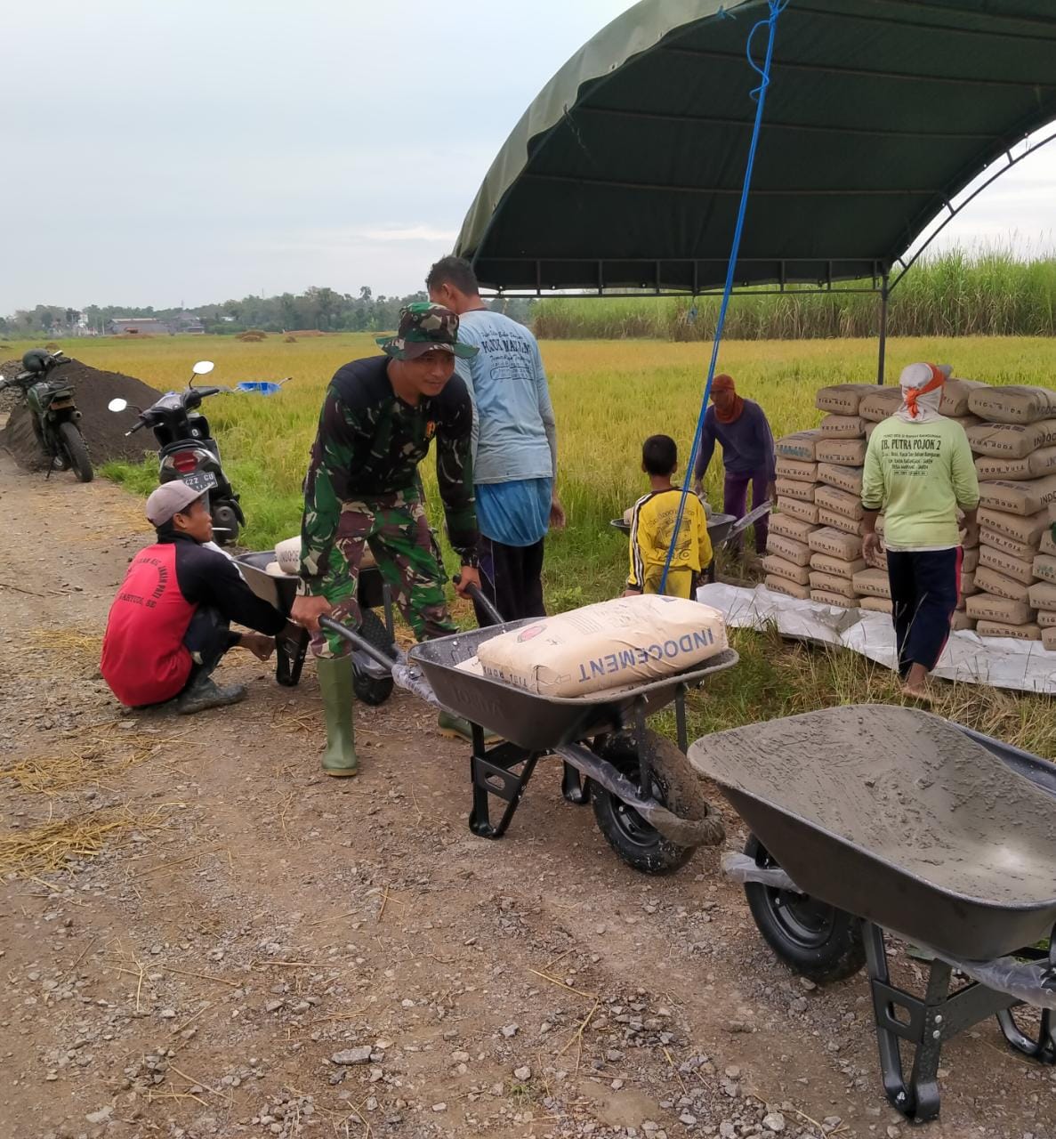 Angkut Semen Dekatkan Ke Molen Untuk Pembuatan Adukan