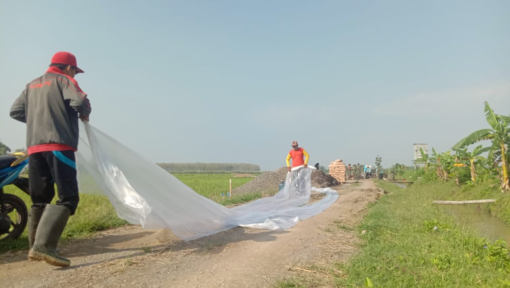 Bentangan Plastik Lapisan Cor Seperti Ular Putih