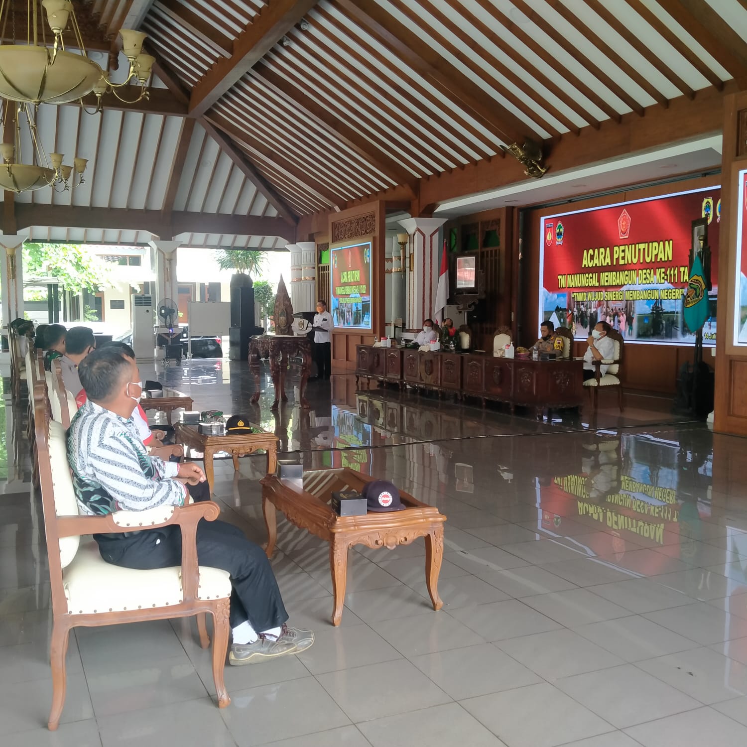 Acara Penutupan Kegiatan TMMD Kodim 0718/Pati di Aula Kantor Bupati Menggunakan Prokes