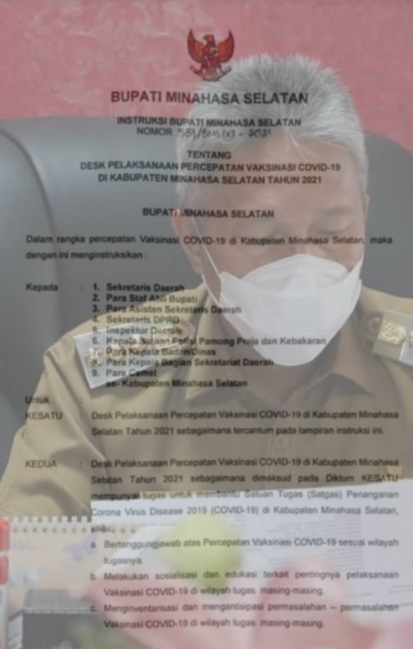 Inilah Instruksi Bupati Minsel Dalam Rangka Percepatan Vaksinasi C-19