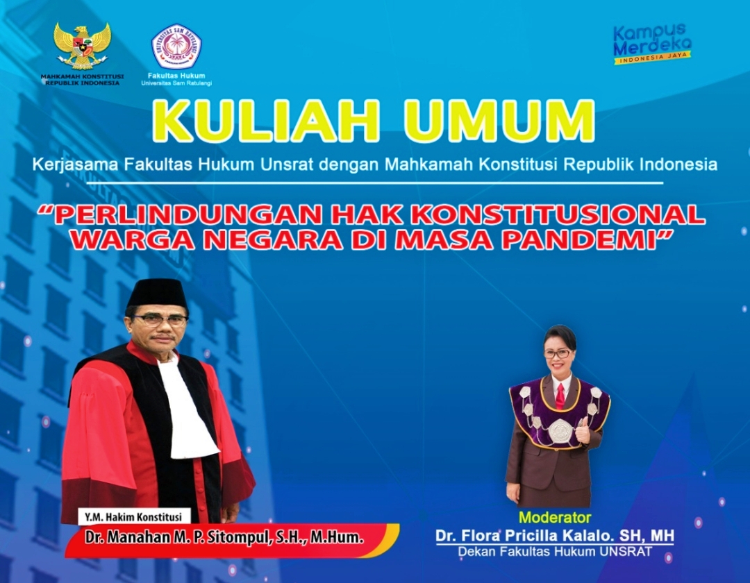 FH Unsrat Manado Gelar Kuliah Umum Perlindungan Hak Konstitusional Warga di Masa Pandemi