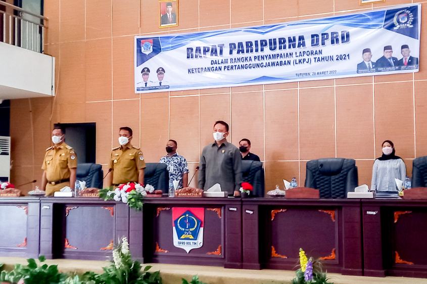 DPRD Boltim Menggelar Rapat Paripurna Penyampaian LKPJ Kepala Daerah Tahun 2021