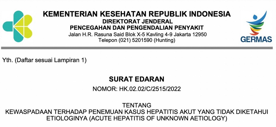 Kemenkes Terbitkan Edaran Kewaspadaan terhadap Penemuan Kasus Hepatitis Akut