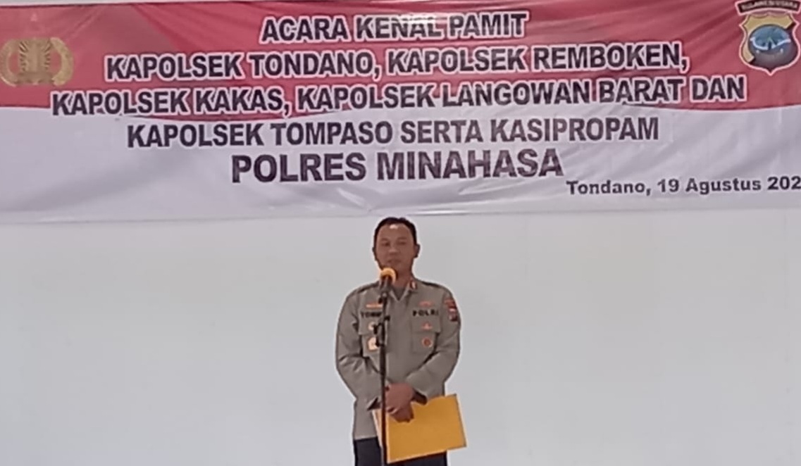 Pimpin Sertijab, Begini Arahan Kapolres Minahasa Kepada 5 Kapolsek dan Kasi Propam yang Baru