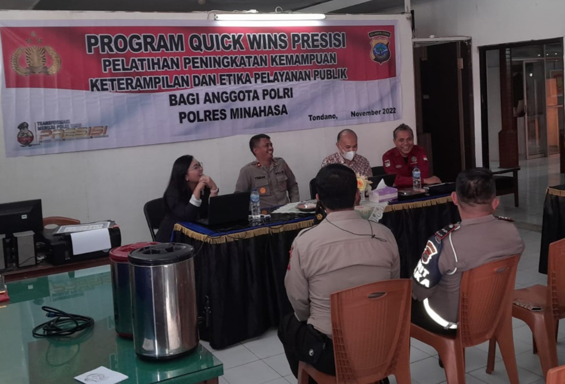 Pelatihan Keterampilan dan Etika Pelayanan Publik di Polres Minahasa Dihadiri Sejumlah Narsum