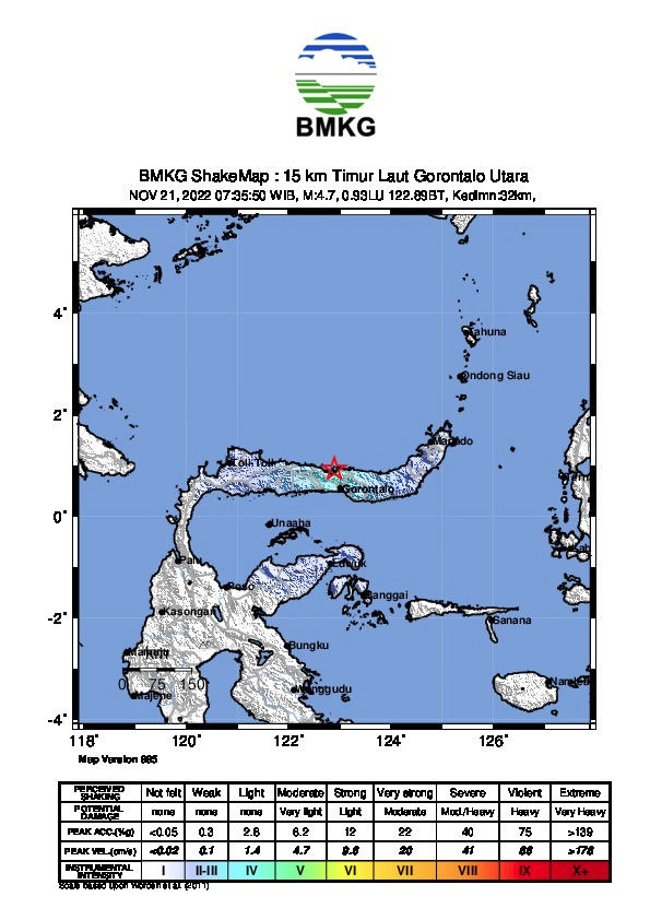 Gempa Tektonik M=4,7 Guncang Wilayah Gorontalo Utara Gempa Tektonik M=4,7 Guncang Wilayah Gorontalo Utara