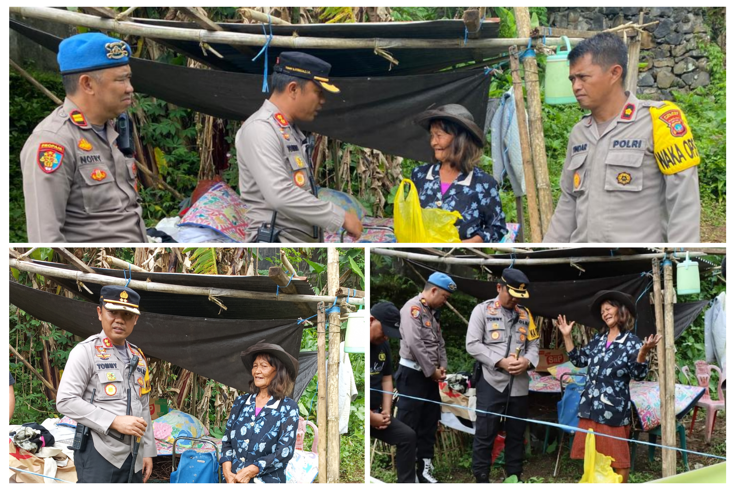 Giat Berbagi Kasih, Kapolres Minahasa Temui Warga Tandengan Tinggal di Rumah Tidak Layak Huni