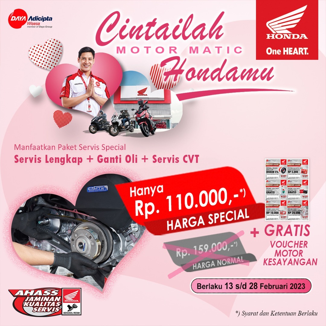 Promo Servis Motor Matik Honda di Momen Valentine Day