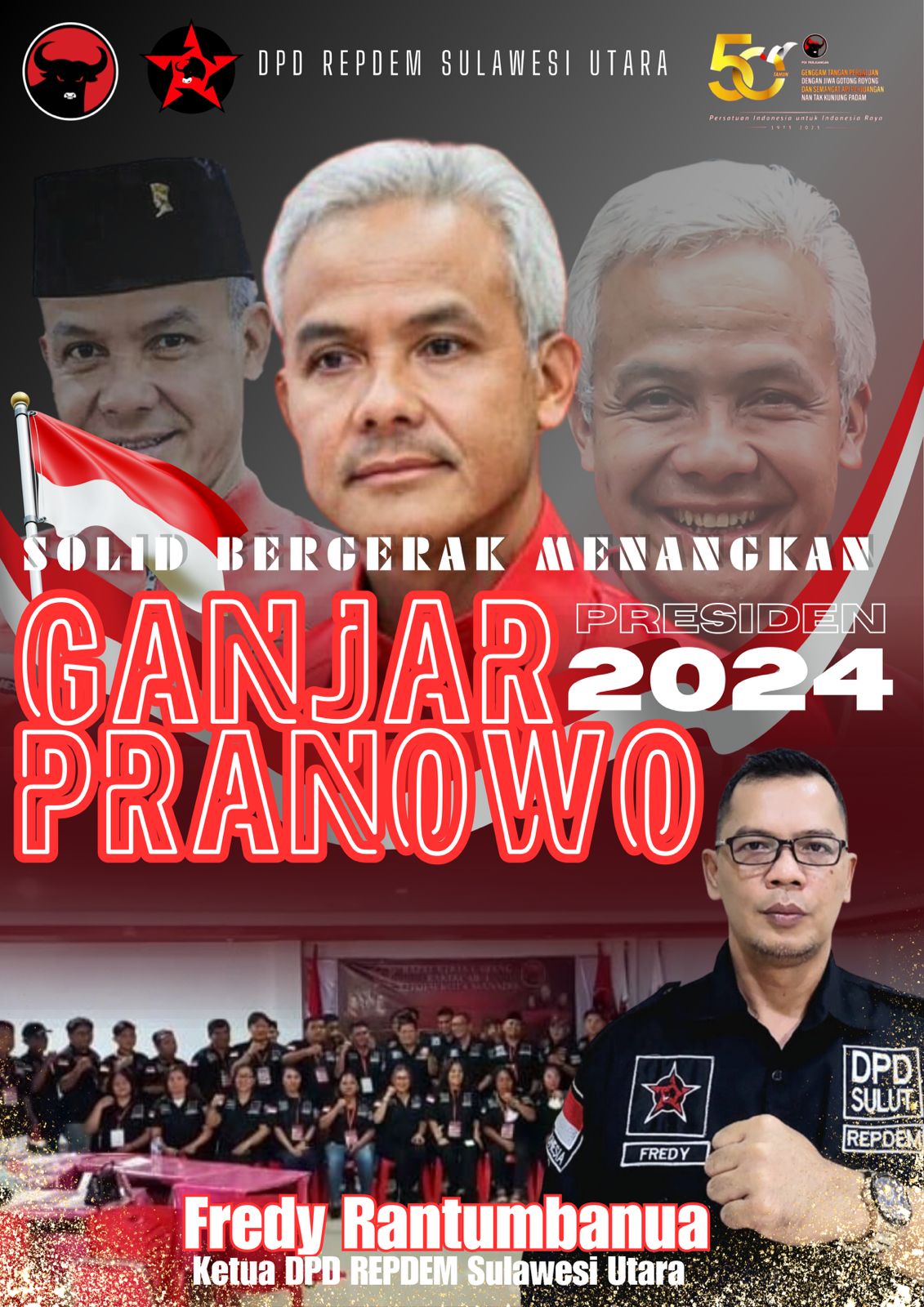 Repdem Sulut Siap Tempur Menangkan Ganjar di Pilpres 2024