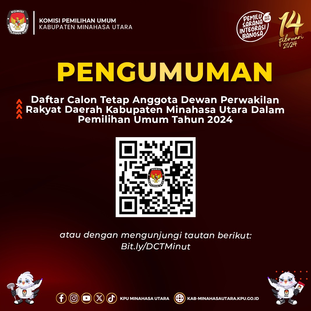 Pengumuman Daftar Calon Tetap (DCT) Anggota DPRD Kabupaten Minut