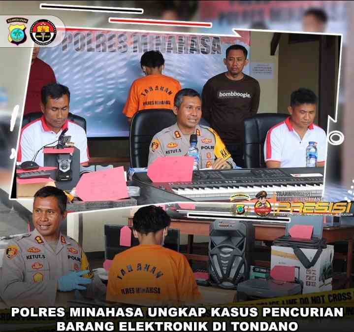 Kapolres Minahasa Gelar Konferensi Pers Ungkap Kasus Pencurian Elektronik di Tondano