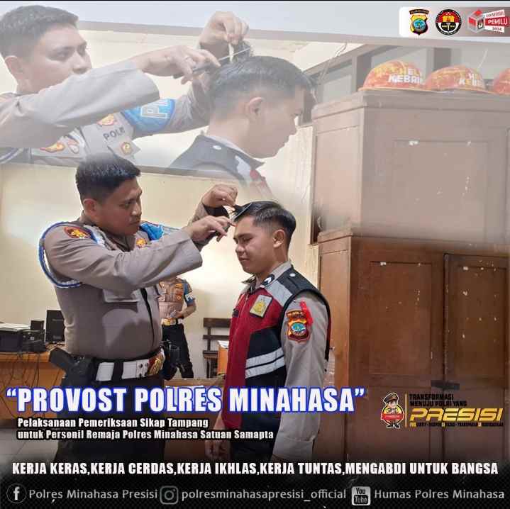 Provost Polres Minahasa Periksa Sikap Tampang Personil Remaja Satuan Samapta Provost Polres Minahasa Periksa Sikap Tampang Personil Remaja Satuan Samapta