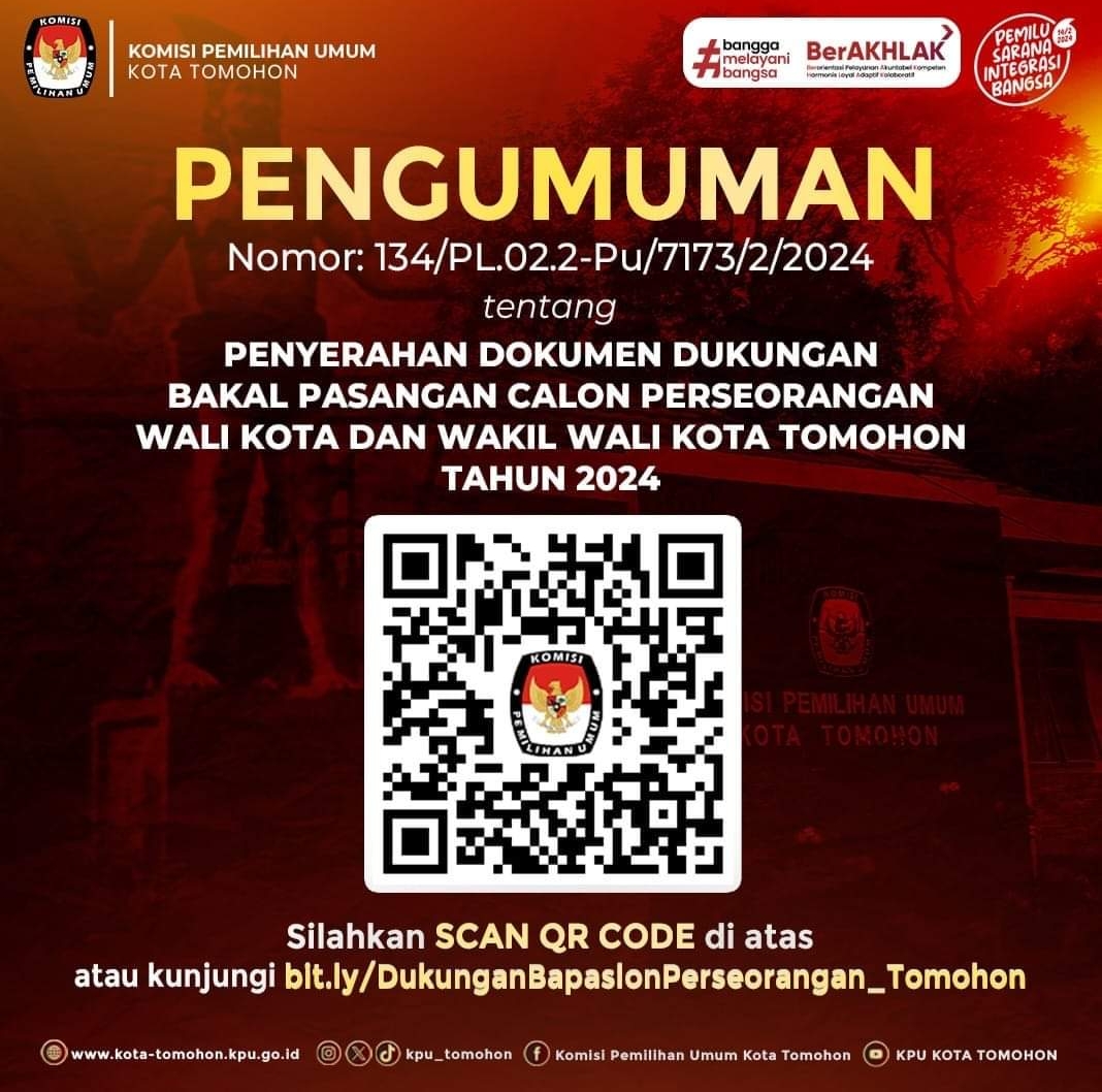 KPU Tomohon Umumkan Tahapan Calon Perseorangan Pilkada 2024