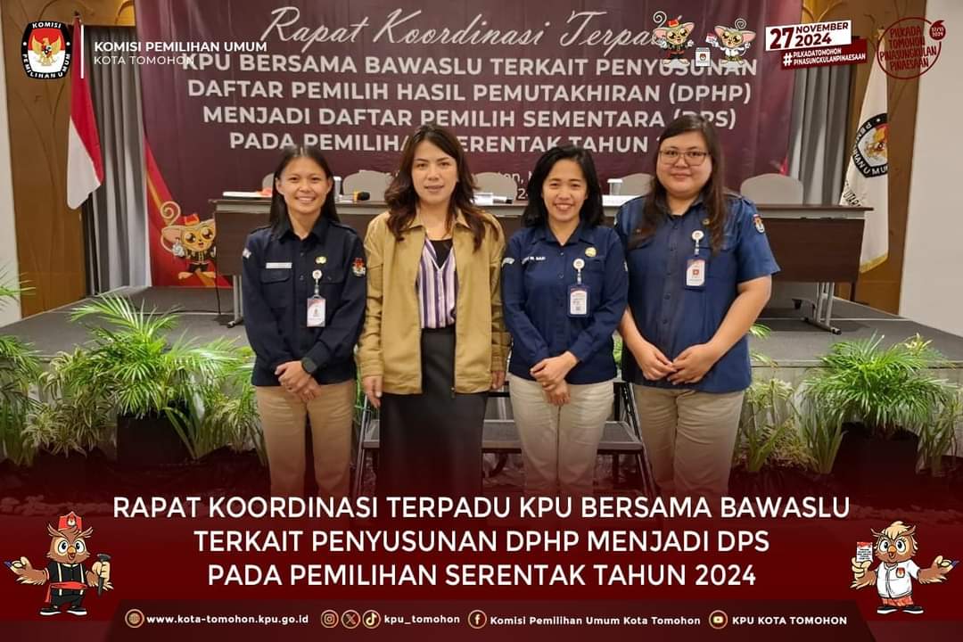 KPU Tomohon Ikuti Rakor Terpadu KPU Sulut Dan Bawaslu Terkait Persiapan DPHP Menjadi DPS