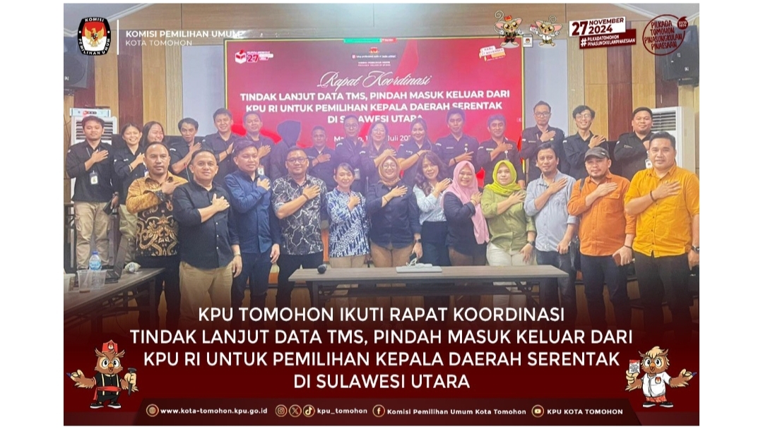 KPU Tomohon Ikut Rakor Tindak Lanjut  Data TMS Untuk Pilkada Serentak Tahun 2024 di Sulut