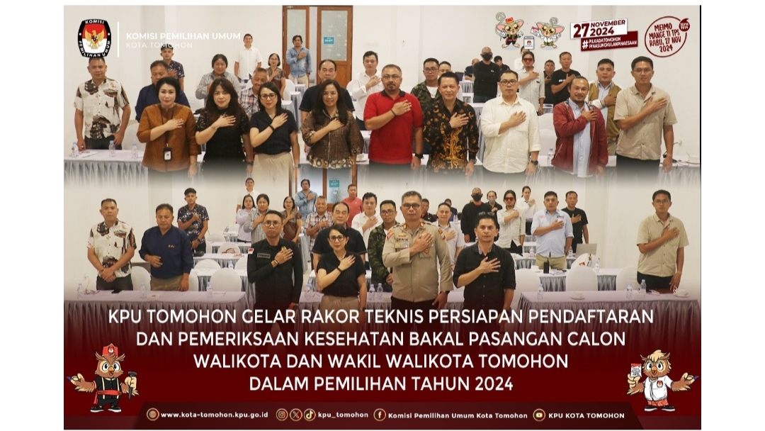 KPU Tomohon Gelar Rakor Teknis Persiapan Pendaftaran dan Periksa Kesehatan Bapaslon Pilkada Tahun 2024