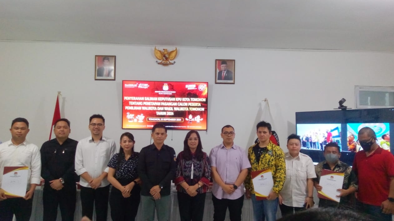 KPU Tomohon Resmi Tetapkan Tiga Paslon Pilwako 2024 KPU Tomohon Resmi Tetapkan Tiga Paslon Pilwako 2024