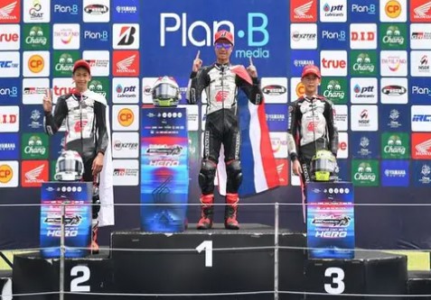 Pebalap Astra Honda  Muhammad Badly Cetak Podium Perdana di Thailand Talent Cup 2024