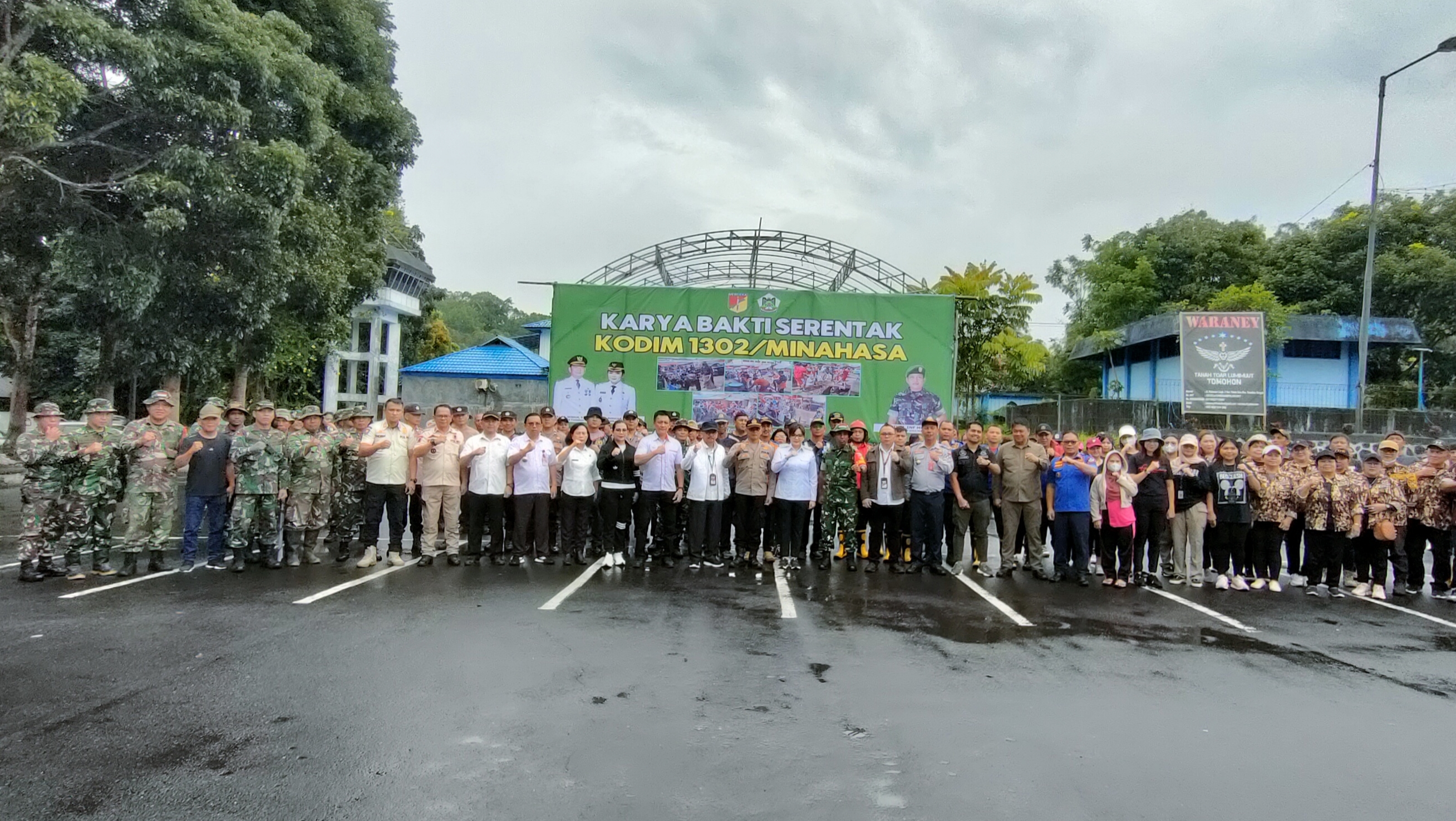 Digagas Kodim 1302 Minahasa, Karya Bakti Serentak di Area Pasar Beriman Tomohon Dibuka Wawali Sendy